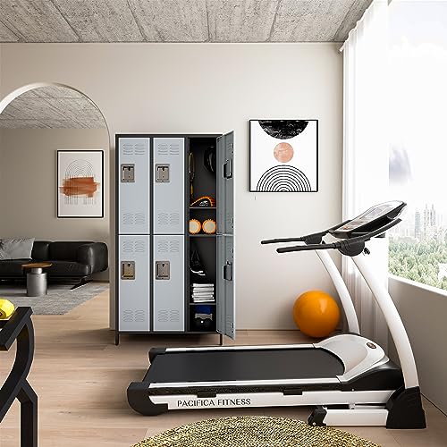 BYNSOE Metal Locker 6 Doors Employee Storage Cabinet School Hospital Gym Locker (Black Gray - 36" w)
