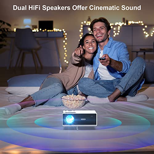 FUDONI Outdoor Portable 4K WiFi Bluetooth Projector 15000L HD 1080P Max 300" Display Zoom
