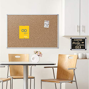 Mead Corkboard, Framed Bulletin Board, 8' x 4', Cork Board, Aluminum Frame (85364)