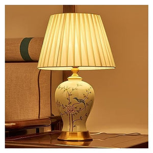 MaGiLL Green Ceramic Desk Lamp with Fabric Shade