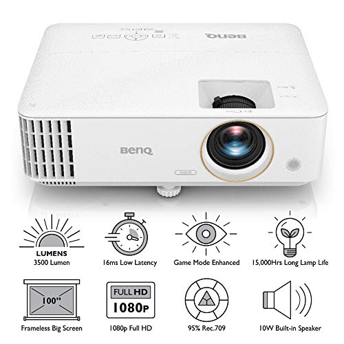 BenQ TH585 1080p Home Entertainment Projector | 3500 Lumens for Lights on Enjoyment | High Contrast Ratio for Darker Blacks | Loud 10W Speaker | Low Input Lag for Gaming | 3D
