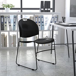 Flash Furniture Stack Chair 5 Pack - 880 lb. Capacity - Black Ultra-Compact - Powder Coated Frame