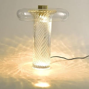 ZABEES LED Decorative Desk Lamp Twisted Glass Art - Modern Office & Bedroom Lighting