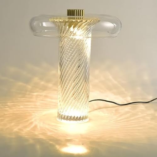 ZABEES LED Decorative Desk Lamp Twisted Glass Art - Modern Office & Bedroom Lighting