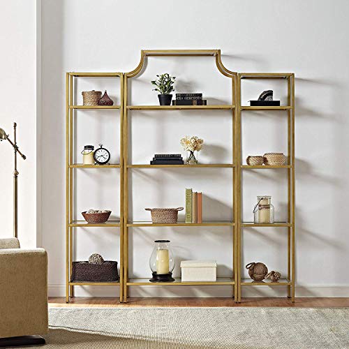 Crosley Furniture KF65004GL Aimee 3-Piece Etagere Bookcase Set - Gold and Glass