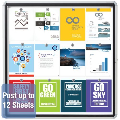 Quartet Enclosed Whiteboard/Dry Erase Board, Magnetic, 38" x 39", 12 Sheets, Outdoor, 1 Swing Door, Aluminum Frame (EEHM3938)