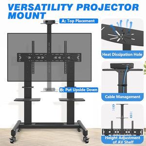 Rfiver Heavy Duty Mobile TV Cart for 65-120 Inch TVs up to 310 lbs, Max VESA 1000x600, Black