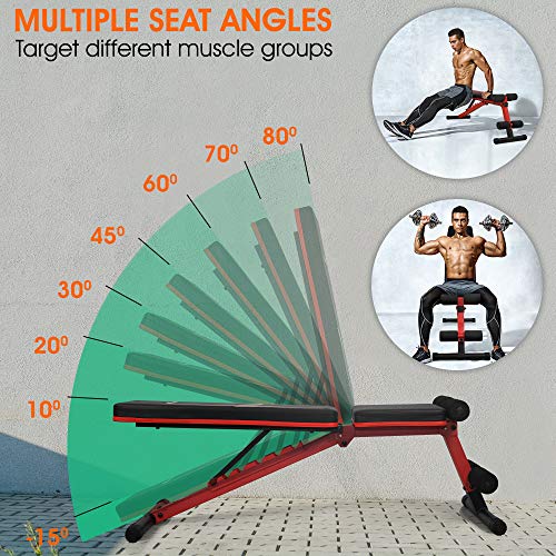 STOZM Multi-Purpose Adjustable Strength Training Weight Bench (Crimson) - High Weight Capacity 900 lbs and Dumbbell Set with Case – 50 kgs for Home Gym & Full Body Workout (Black Paint Finish)