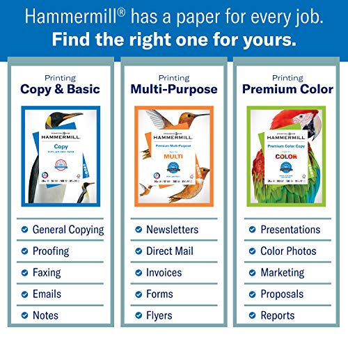 Hammermill Colored Paper, 20 lb Blue Printer Paper, 8.5 x 11-10 Ream (5,000 Sheets) - Made in the USA, Pastel Paper, 103309C