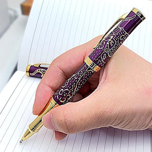 Cross Sauvage 2021 Year of the Ox Special-Edition, Hand-polished Translucent Plum lacquer finish with deep-etched ox engraving With 23KT Gold Plated Inlays and Appointments Selectip Rollerball Pen
