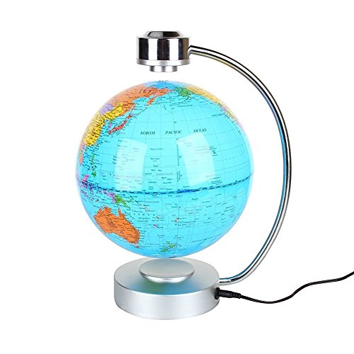 Globes World, 8" Magnetic Floating Globe with LED Light - Anti-Gravity Levitation Rotating Planet Earth Globe Stylish Home Office Desktop Display Decoration (Blue)