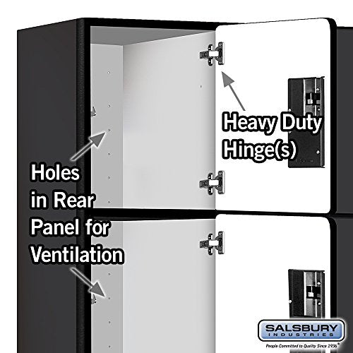 Salsbury Industries Black 4-Tier Extra Designer Wood Locker with Three Wide Storage Units, 6ft High, 18in Deep