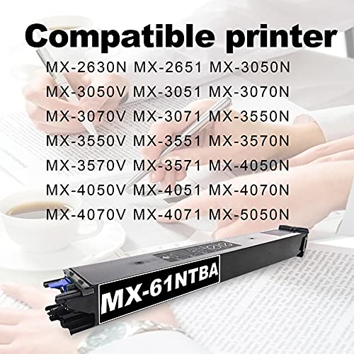 2 Pack Black MX-61NTBA MX-61NT Toner Cartridge Replacement for Sharp MX-2630N Sharp MX-2651 MX-3070N MX-3550N MX-3550V MX-3551 MX-4050N MX-4050V MX-4051 MX-4071 Printer