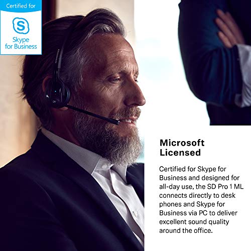 Sennheiser SD Pro 1 ML (506010) - Single-Sided, Multi Connectivity Wireless DECT Headset for Desk Phone & Certified for Skype for Business, Ultra Noise-Cancelling Microphone (Black)
