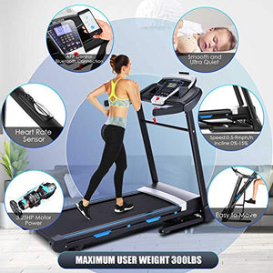 FUNMILY Treadmill, 3.25 HP Folding Treadmill with APP Control, Automatic Incline and Bluetooth Audio Speakers, Indoor Walking Running Exercise Machine for Home Office Workout (Black)