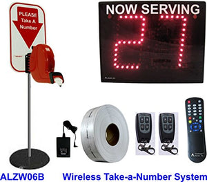 2-Digit Wireless Take-A-Number System with D80 Ticket Dispenser and Floor Stand uses Standard T80 Tickets