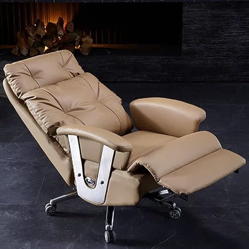 Kinnls Freya Electric Reclining Office Chair with Foot Rest - Genuine Leather High-Back Recliner