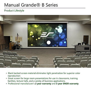Elite Screens Manual Grande B Series, 180" 16:9, Pull Down Manual Projector/Projection Screen, Office/Home/Movie Theater/Presentation, 8K / 4K Ultra 3D HD Ready, 2-Year Warranty, M180XWHB-G
