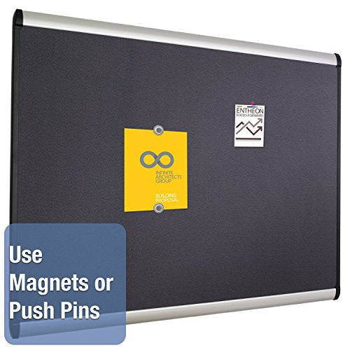 Quartet Prestige Plus Magnetic Fabric Bulletin Board, 4 x 3 Feet, Aluminum Finish Frame, One Board per Order (MB544A)
