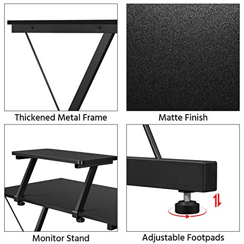 Yaheetech Corner Computer Desk and Video Game Chair Set for Small Space/Bedroom, L Shaped Corner Gaming Desk with Monitor Stand and High Back Ergonomic Gaming Chair, Home Office Desk & Chair Set