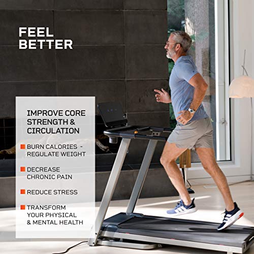 Lifepro Pacer Folding Treadmill for Home - Smart Motorized Portable Treadmill w/Auto Incline, Aux Bluetooth Speakers & Modern Display - Easy Assembly Compact Running Machine for Cardio & Weight Loss