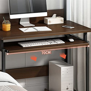 None Computer Desks Multifunctional Desktop PC Desk with Bookshelf Home Office Sturdy Metal Frame Modern Writing Workstation (80*45*128cm)