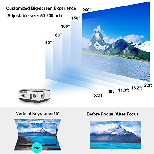 Smart LED Wifi Bluetooth Projector Movie Gaming TV 2020 Support 1080P Full HD Airplay Ceiling 4200 Lumens High Resolution Wireless Android HDMI USB Built In Speakers for Home Theater System Outdoor