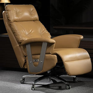 Kinnls Freya Power Recliner Chair with Footrest - Genuine Leather - Khaki