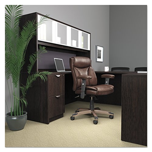 Alera ALERL4319E Reception Lounge Series Guest Chair, Espresso/Black Leather
