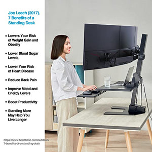 AVLT Electric Standing Desk Converter with Triple 32" Monitor Support