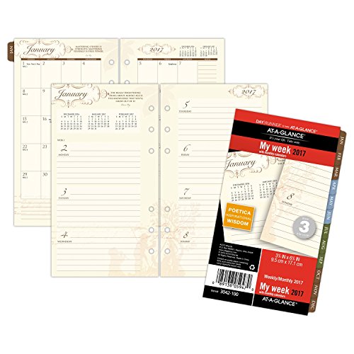 Day Runner Weekly / Monthly Planner Refill 2017, 3-3/4 x 6-3/4", Size 3, Poetica (3042-100)