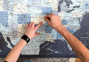 US Travel Map with Push Pins on Canvas - Detailed USA pin map - Large US Wall Map Pin Board - Map of National Parks in United States