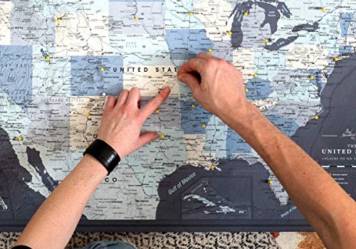 US Travel Map with Push Pins on Canvas - Detailed USA pin map - Large US Wall Map Pin Board - Map of National Parks in United States