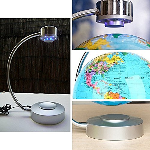 Globes World, 8" Magnetic Floating Globe with LED Light - Anti-Gravity Levitation Rotating Planet Earth Globe Stylish Home Office Desktop Display Decoration (Blue)