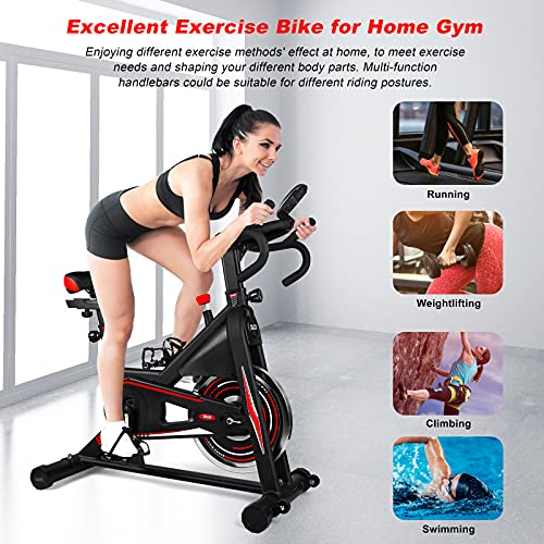 Exercise Bike, DMASUN Indoor Cycling Bike Stationary, Comfortable Seat Cushion, Multi - grips Handlebar, Heavy Flywheel Upgraded Version