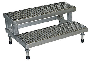 Vestil Stainless Steel Adjustable Step Mate Stand 2 Step 500 Lb. Capacity Silver