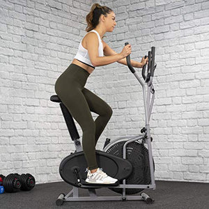 XtremepowerUS 2 in 1 Elliptical Fan Bike Dual Cross Trainer Machine Exercise Workout Home Gym LCD Monitor Heart Rate Sensor
