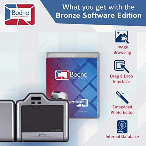 Fargo HDP5000 Dual Sided ID Card Printer & Complete Supplies Package with Bronze Edition Bodno Software