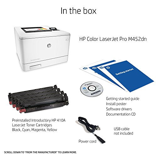 HP LaserJet Pro M452dn Color Laser Printer with Built-in Ethernet & Double-Sided Printing, Amazon Dash Replenishment ready (CF389A)