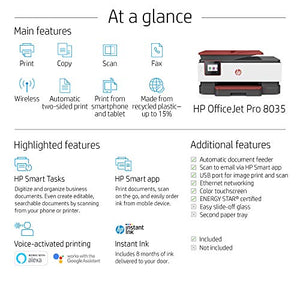 HP OfficeJet Pro 8035 All-in-One Wireless Printer - Includes 8 Months of Ink, HP Instant Ink, Works with Alexa - Coral (4KJ65A)