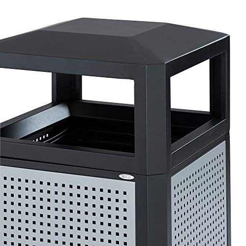Safco Products Evos Outdoor/Indoor Trash Can with Perforated Galvanized Steel Panel, 38 Gallon, Black