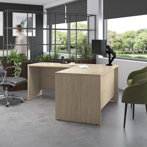 Bush Business Furniture Studio C L Shaped Desk with Return, 60W x 30D, Natural Elm