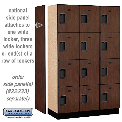 Salsbury Industries Mahogany 4-Tier Extra Designer Wood Locker with Three Wide Storage Units, 6-Feet High by 18-Inch Deep