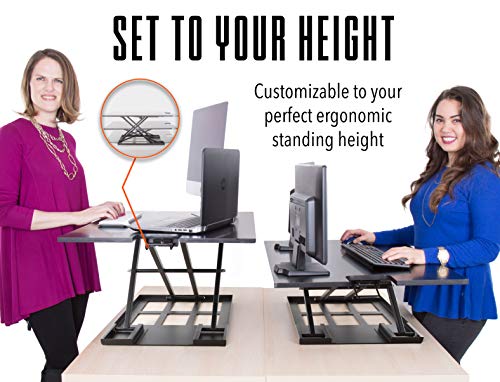 X-Elite Pro XL Standing Desk Converter | Instantly Convert Any Surface to a Stand up Desk | Extra Large Sit to Stand Desk Converter | Easily Fits 2 Monitors (36 inches | Black)