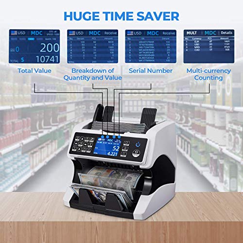MUNBYN 80mm Receipt Printer and Bank Grade Money Counter Machine Mixed Denomination