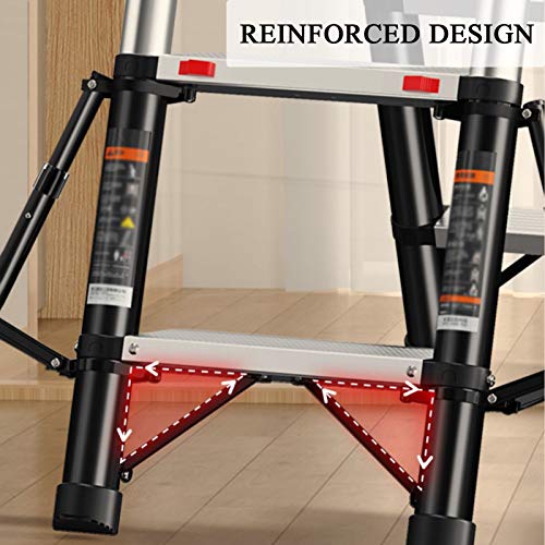 LUCEAE Folding Aluminum Step Stool Ladder, Non-Slip Wide Pedal, Portable Climbing Stool - Silver