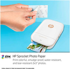 HP Sprocket 2-in-1 Portable Photo Printer & Instant Camera, print social media photos on 2x3" sticky-backed paper (2FB96A), 2:1 White, 4.8 x 3 x 1.1