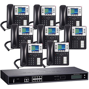 Business Phone System by Grandstream 8-Line Enhanced Pack: Color Phones Including Auto Attendant, Voicemail, Cell & Remote Phone Extensions, Call Recording & Free Dialtone for 1 Year (8 Phone Bundle)