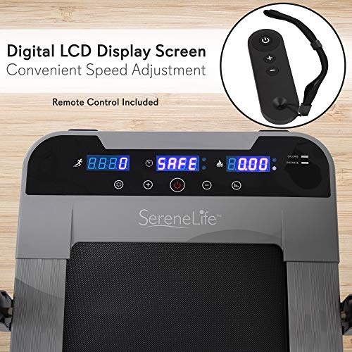 SereneLife Folding Digital Portable Electric Treadmill – Large Running Surface - Compact Slim Fitness Training Cardio Equipment for Home Workouts, walking Exercise – Minimal Profile Running Machine﻿