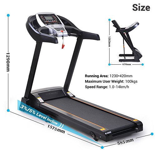 ANCHEER Treadmill for Home, Fitness Electric Folding Treadmill for Running and Walking,Portable Motorized Exercise Treadmill with Manual Incline, Bluetooth Speaker and LCD Display,App Control,Black